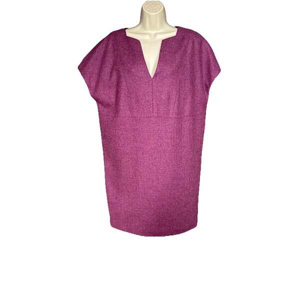 Ann Mashburn Size Medium 100%  Wool Knit Sweater Purple Dress  V-Neck - Picture 1 of 8